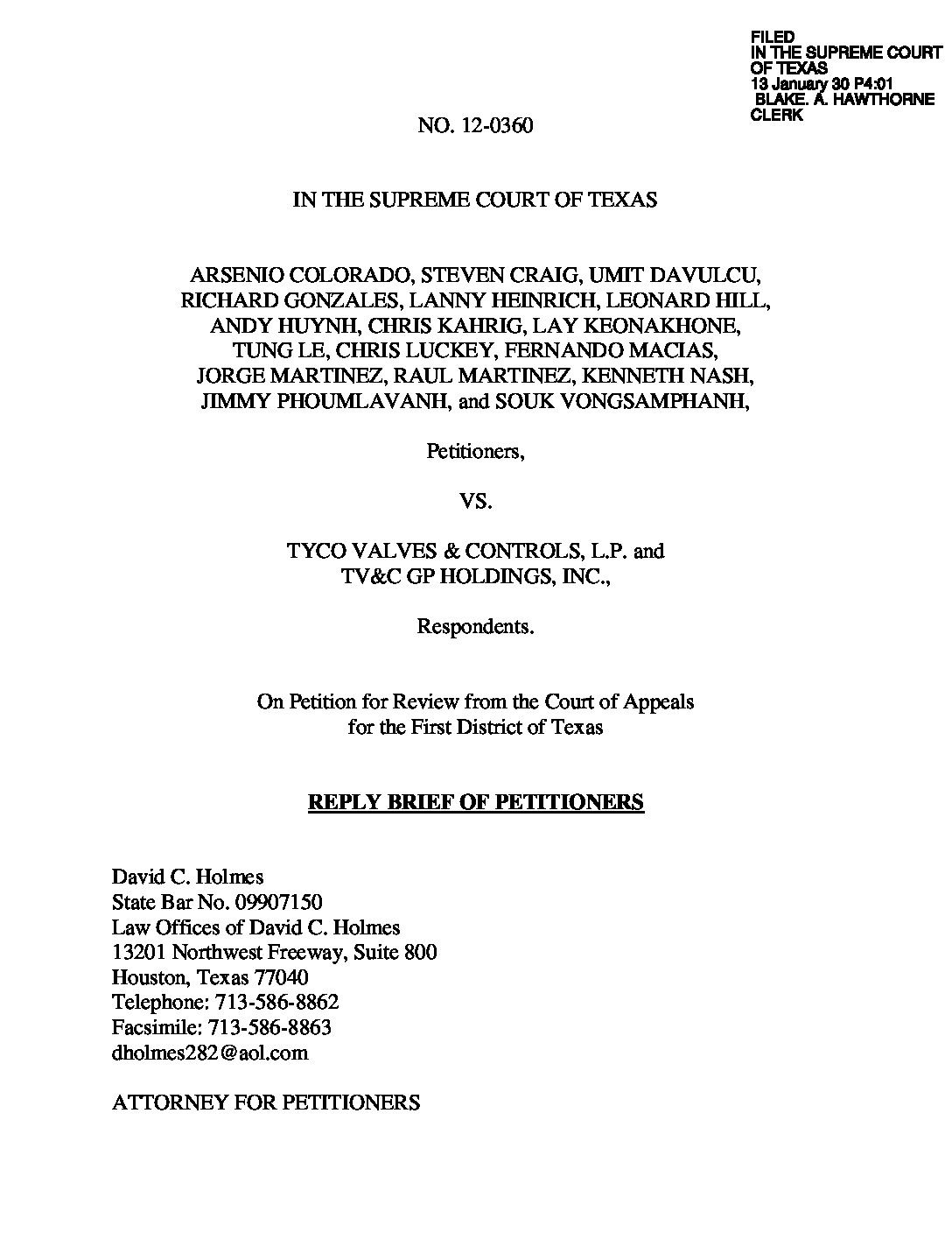 Houston Law Firm Law Offices Of David C Holmes Texas Supreme